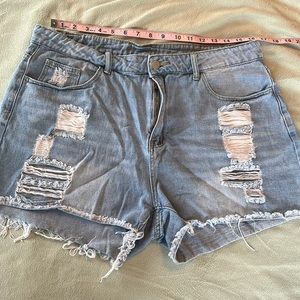 Shien 1X Denim Ripped Shorts
